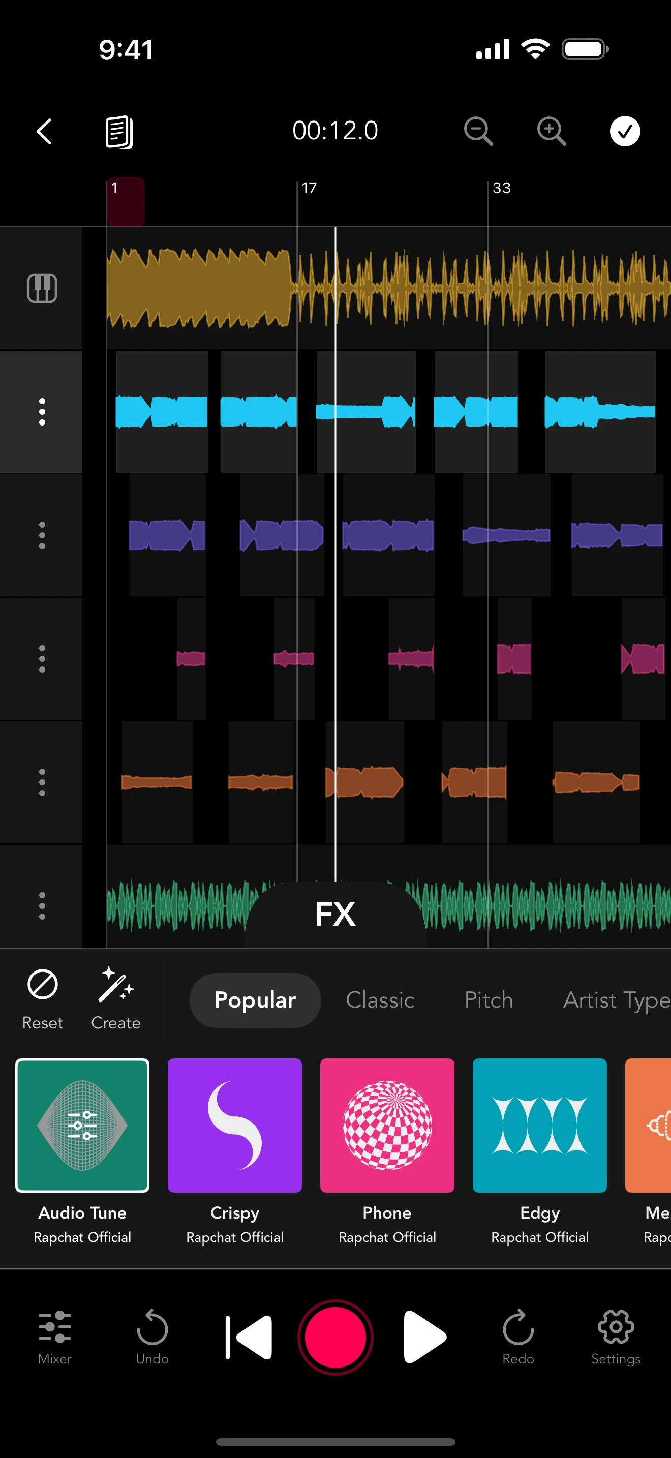 Rapchat recording studio and artist analytics on mobile